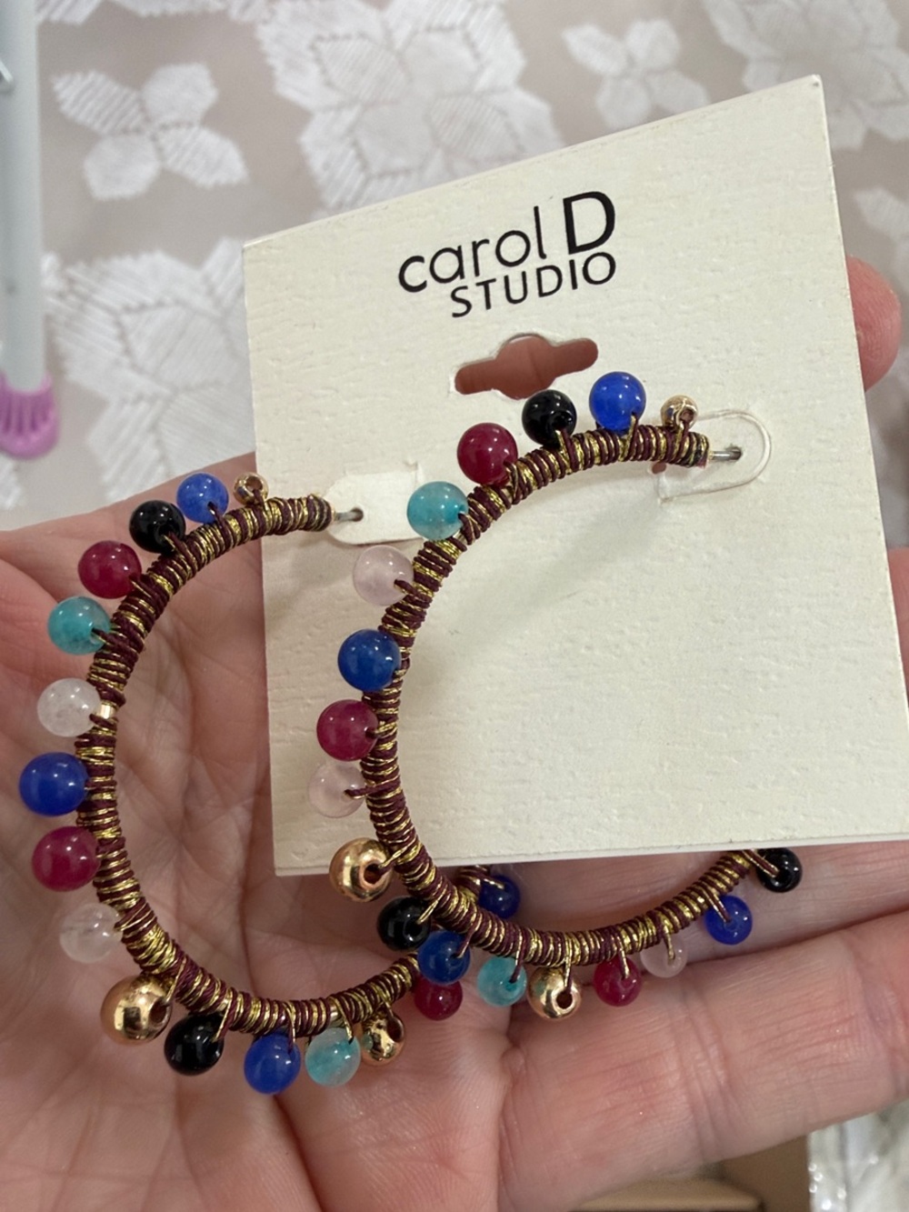 Multicolor Beaded Hoop Earrings